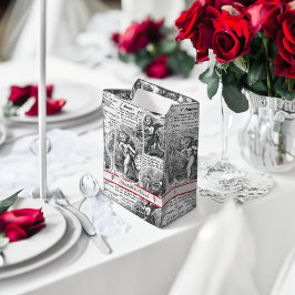 ラブロマンチックなヴィンテージフランスのトイル ミディアムペーパーバッグ