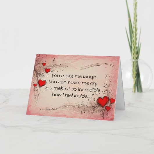 ラブロマンチック大事な行事深い情熱的な詩ウー 箔グリーティングカード (正面)