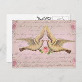 ラブロマンティックなハトの愛のヴィンテージコラージュ ポストカード (正面/裏面)