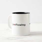 ラブローイングのハッシュタグのスローガンとボート ツートーンマグカップ (正面左)