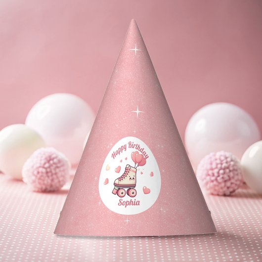 ラブローラスケートで滑るグリッター誕生日パーティー パーティーハット