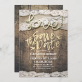 ラブロー素朴プバーラップレース結婚式の日付を保存 セーブザデート (正面/裏面)