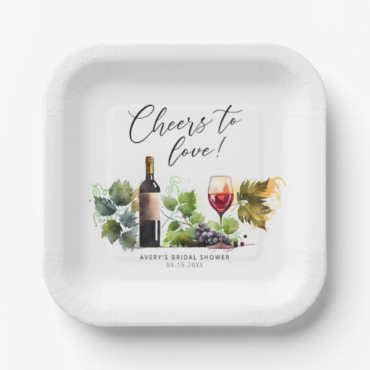 ラブワイナリー ウォーターカラー おしゃれな紙皿 ペーパープレート (正面)