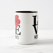 ラブワイパフハワイ赤ハイビスカス15oz ツートーンマグカップ (中央)