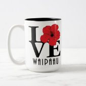 ラブワイパフハワイ赤ハイビスカス15oz ツートーンマグカップ (左)