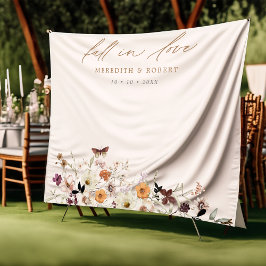 ラブワイルドフラワーの結婚秋背景 タペストリー