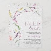 ラブワイルドフラワー素朴の水彩色の秋 招待状 (正面/裏面)