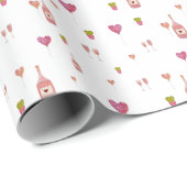 ラブワインボトルガラスのバルーンのサボテンバレンタイン ラッピングペーパー (ロールコーナー)