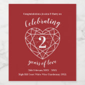 ラブワインラベルのガーネット記念日2年 ワインラベル (シングルラベル)