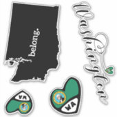 ラブワシントン、3デザイン、ダイカットシール シール (正面)