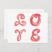 ラブワードアートフォント赤文字 ポストカード (正面/裏面)