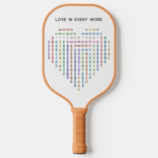 ラブワードクエスト – ハートパズル- I Love You ピックルボールラケット (正面)