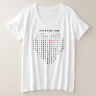 ラブワードクエスト – ハートパズル- I Love You プラスサイズTシャツ