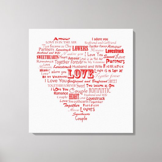 ラブワードコラージュのキャンバス印刷 キャンバスプリント (正面)