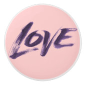 ラブワードパープルピンク書道ブラシレタリング セラミックノブ (正面)