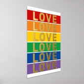 ラブワード虹の色ゲイレズビアン国旗金ゴールド 箔ポスター (レイダウン)