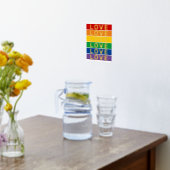 ラブワード虹の色ゲイレズビアン国旗金ゴールド 箔ポスター (レイダウン (キッチン))