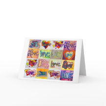 ラブワードXOXOアートグリーティングカードまたはノートカード