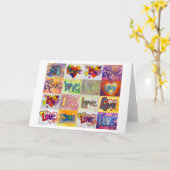 ラブワードXOXOアートグリーティングカードまたはノートカード カード (黄色い花)