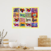 ラブワードXOXOアートワーク絵画ポスターアートプリント ポスター (キッチン)
