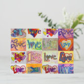 ラブワードXOXOモザイク招待状または招待状 招待状 (スタンド正面)