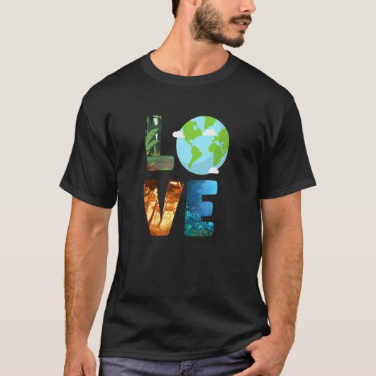 ラブワールドアースデイプラネット環境動物 Tシャツ (正面)