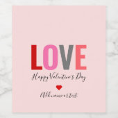 ラブヴァレンティーンズデイピンク赤いハート パーソナライズされた ワインラベル (シングルラベル)