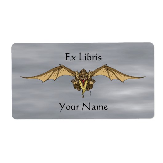 ラブージングドラゴン蔵書票 ラベル (正面)