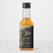 ラブ不気味金ゴールドスカルハロウィン結婚ズ リキュールボトルラベル (正面)