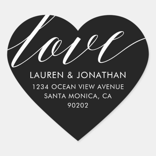 ラブ住所 シール、結婚式用シール結婚、s ハートシール (正面)