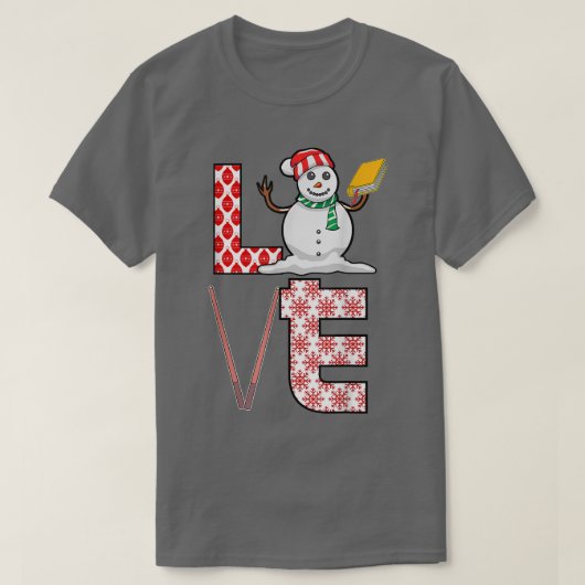 ラブ先生クリスマス雪だるまクリスマスパジャマティーチン Tシャツ (デザイン正面)