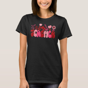 ラブ先生レトロハッピーバレンタインデーGroovy Fl Tシャツ