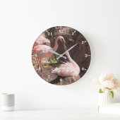 ラブ写真でフラミンゴの鳥を個人設定 ラージ壁時計 (ホーム)