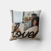 ラブ写真テンプレートパーソナライズされたカップル クッション (裏面)