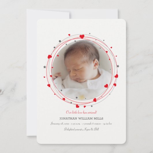 ラブ写真誕生発表で歓迎される 招待状 (正面)