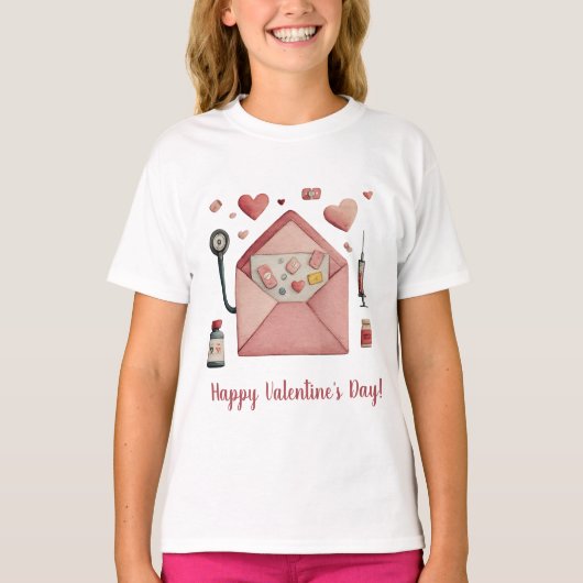 ラブ処方バレンタインデザインポストカード Tシャツ (正面)