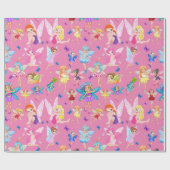 ラブ妖精小さな女の子ピンク誕生日 ラッピングペーパー (フラット)