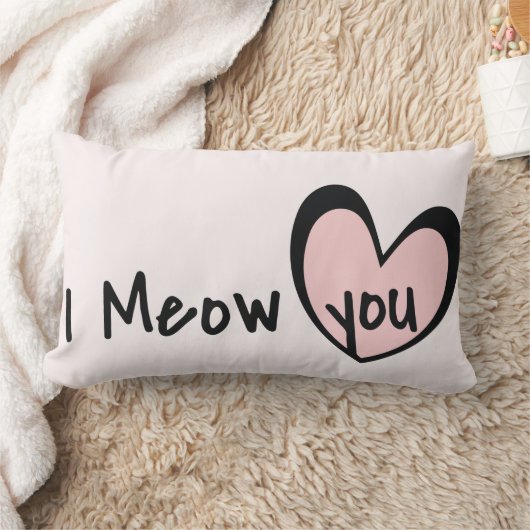 ラブ子供部屋デコール、かわいいピンクのハート、私はあなたをニャー ランバークッション (ブランケット)