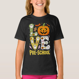 ラブ就学前ハロウィン先生ゴーストパンプキン Tシャツ