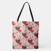 ラブ常時ハートバレンタインパターン トートバッグ (正面)