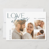 ラブ常時3枚フォトコラージュ婚約 案内状 (正面)