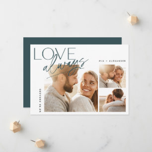 ラブ常時3枚フォトコラージュ婚約 案内状