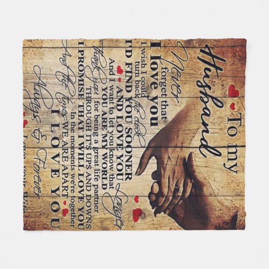 ラブ引用文ギフト |ご主人にプレゼント | フリースブランケット (正面(横))