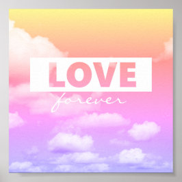 ラブ引用文タイポグラフィポスターピンク雲 ポスター