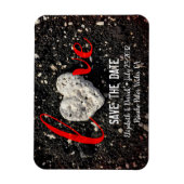 ラブ引用文ハワイビーチハート写真Save the Date マグネット (縦)