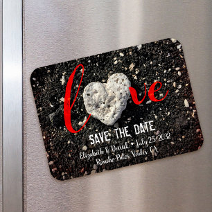 ラブ引用文ハワイビーチハート写真Save the Date マグネット