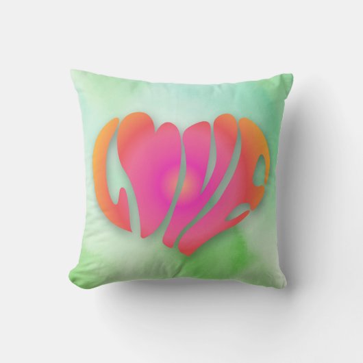 ラブ引用文バレンタインデーピンクハート文字 クッション (正面)