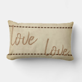 ラブ引用文ピローラスティックシックスタイルセピア調 ランバークッション