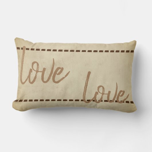 ラブ引用文ピローラスティックシックスタイルセピア調 ランバークッション (正面)