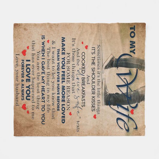 ラブ引用文フォーワイフ、ワイフ誕生日結婚、カップル フリースブランケット (正面(横))